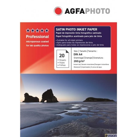 Hartie AGFA A4 RC (resin coated, microporous) glossy single side 260g/mp pachet 20 coli 